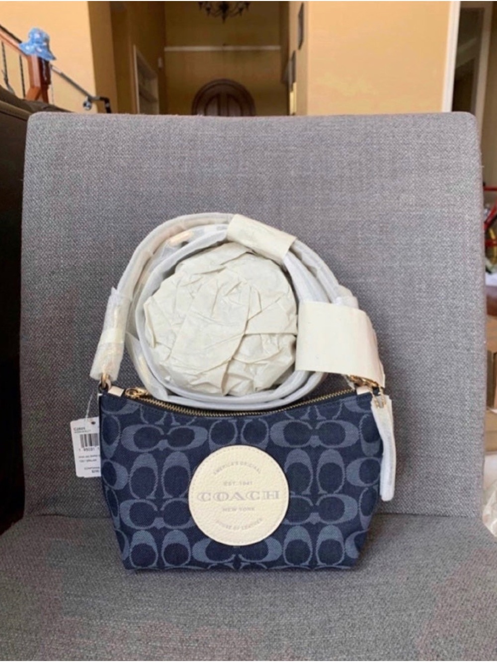 Coach Dempsey Signature Jacquard Shoulder Bag C2825 7in×5in×3.75in